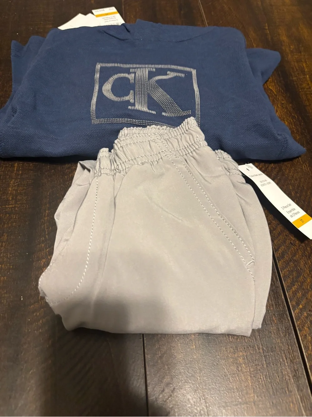 Calvin Klein Kids Light Gray Elastic Waist Jogger Pants